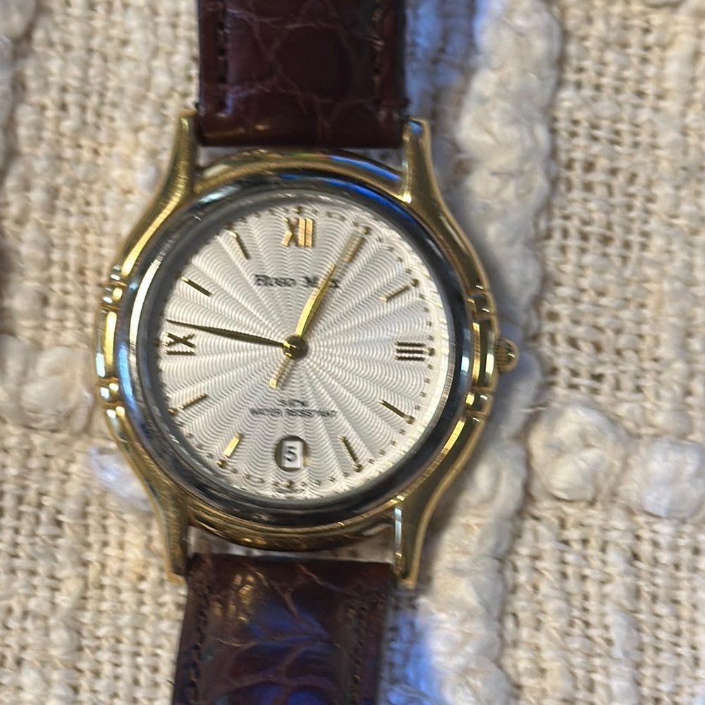 Hugo Max  Gold Case with Brown Strap Watch